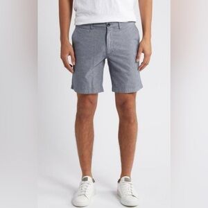 Nordstrom Men's Slim Fit Blue Cotton Stretch Chambray Shorts, 32